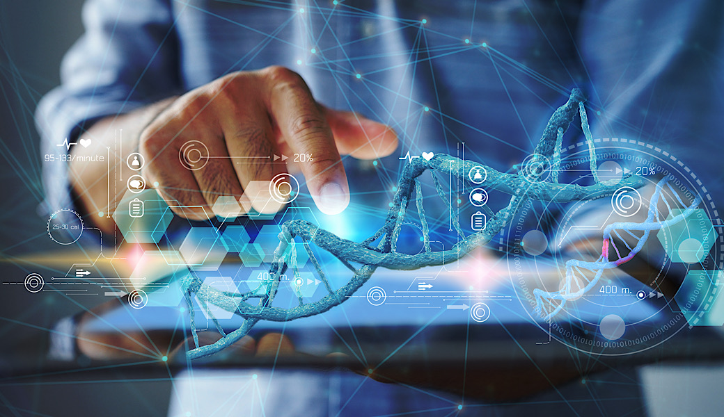 Doctor check with analysis chromosome DNA genetic of human on virtual interface